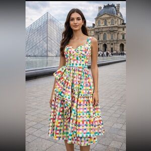 💝SUPER RARE💝Anthropologie NWT CeliaB Corsica Asymmetrical Ruffle Dress size M.